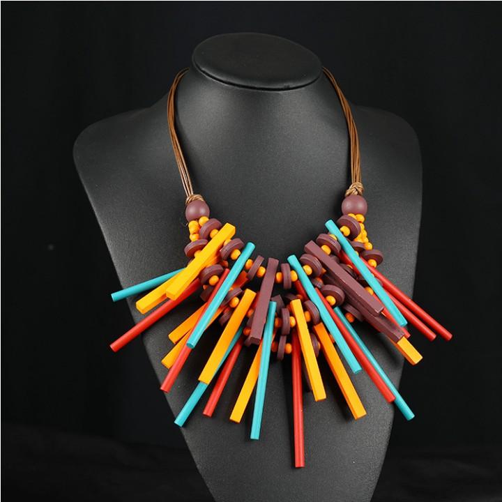 Handmade Exaggerated Bohemian Wooden Bead Necklace All-match Necklace Jewelry Sweater Necklace Chain Personalized Holiday Accessories