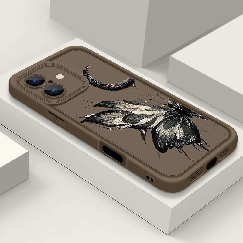 Модный чехол с рисунком луны и бабочки для iPhone 16 Pro Max 15 Plus 14 13 12 Pro 11 TPU мягкий матовый силиконовый противоударный защитный чехол для объектива телефона