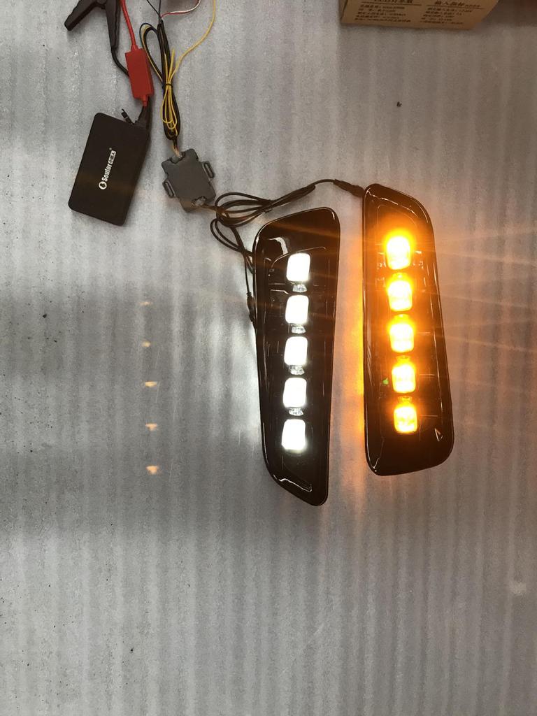 Ford F150 Raptor Fog & Daytime Lights with Turn Signal (2017-2020) - Two-Color Front Bumper Corner Light Mod Kit.