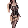 Sex underwear suspenders integrated socks lace sex fishing net socks hanging neck hollow crotch mood thin net clothes