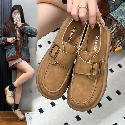 Маленькие кожаные туфли женские повседневные туфли на плоской подошве весна и осень A Footstroke ленивые ретро-туфли Bean Single модные женские летние дышащие туфли