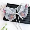 Cute Colorful Embroidery Fake Collar Hollow Detachable Scarf Shawl Organza False Collar For Girls Shirt Skirts Sweater All Match