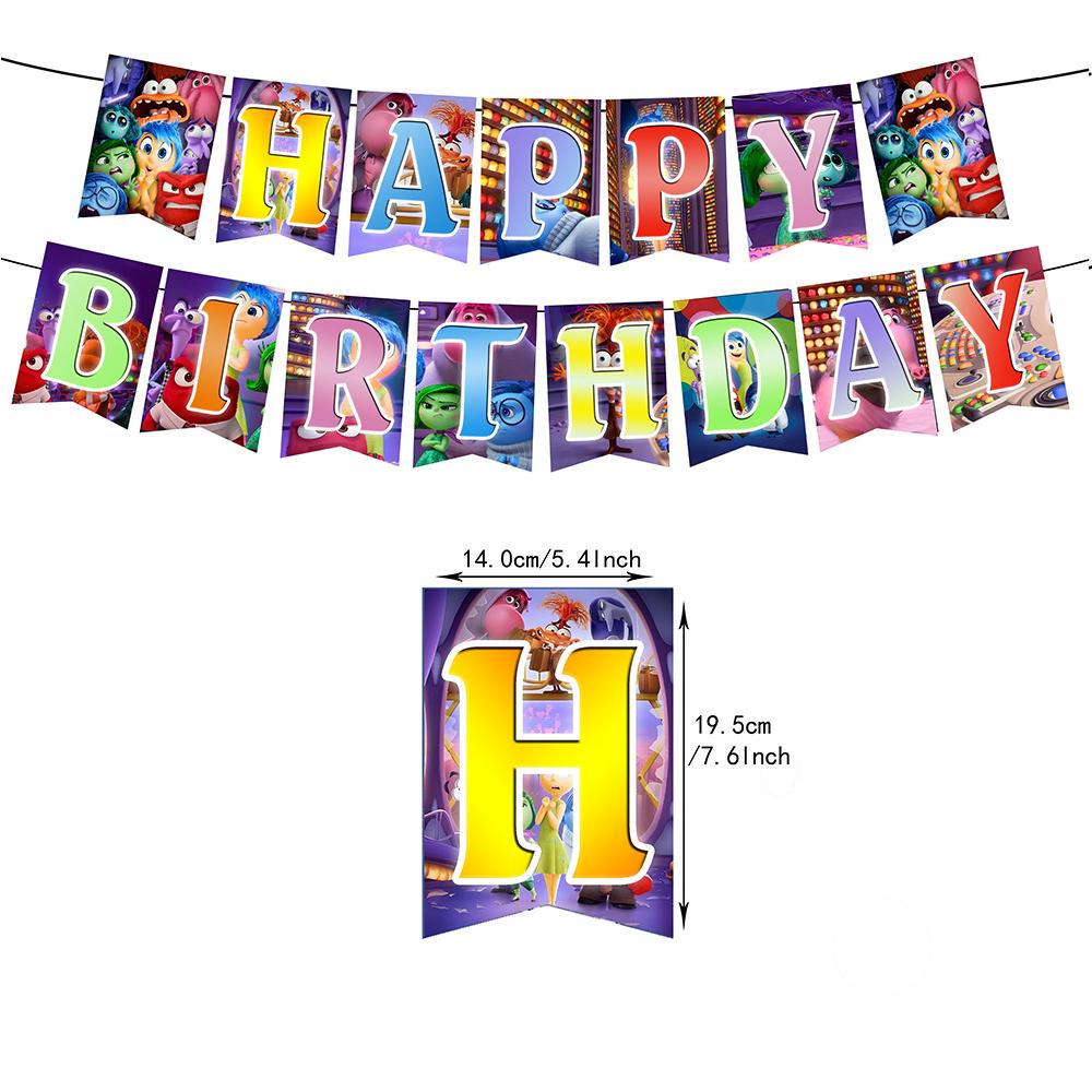 32Pcs Inside Out 2-Themed Party Decoration Set w/ Banner, Cake Toppers, Balloons