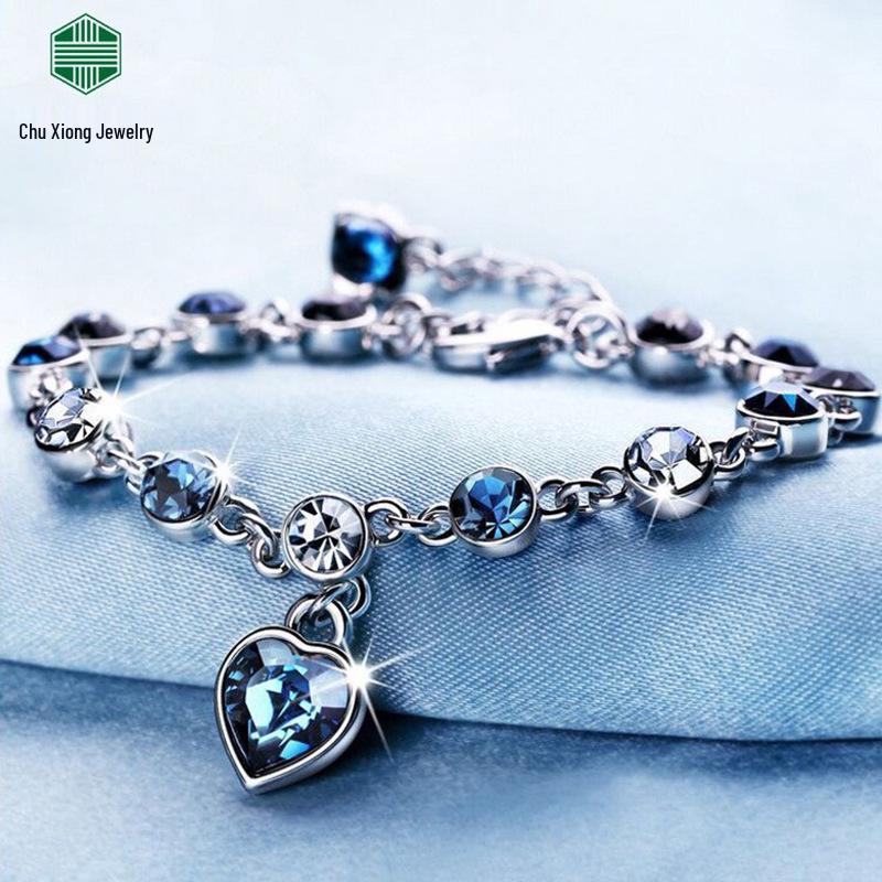 Women's Ocean Heart Crystal Bracelet - Fashionable Jewelry for Girls
