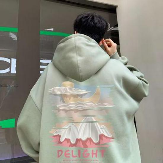 Мужская толстовка свободного покроя с принтом в стиле ретро Apricot - модная свободная толстовка на весну/осень для пар