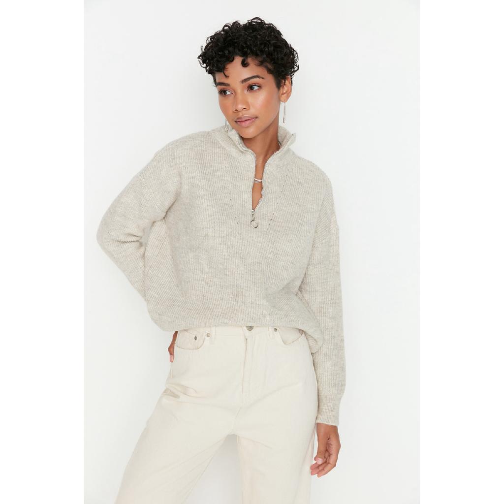 Мягкий текстурированный трикотаж антрацитового цвета на молнии Twoaw20xs0009