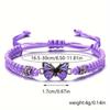 Elegant Butterfly Charm Rhinestones Adjustable Size Braided Bracelet Boho Style Holiday Decor Ornament Bracelet Summer Beach Friendship Hand Jewelry