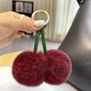 Real Rex Rabbit Hair Cherry Car Keychain Pendant Internet Celebrities Ins Cute Pompom Bag Pendant Birthday Gift