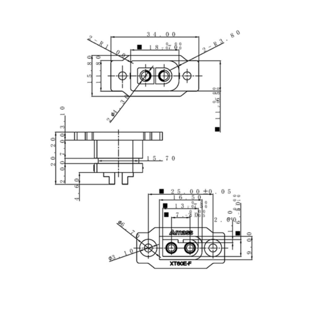 DIY RC Model XT60E-F Female Plug Power Fixed Brass Gold Plated Male Connector