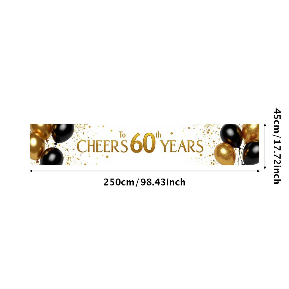 60th Anniversary Banner Cheers to 60 Years Backdrop Glitter Party Decoration Birthday Wedding Event Photography Background Props