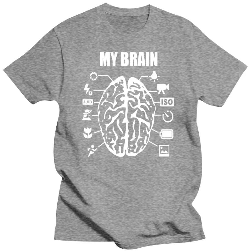 Novelty Vintage Photographer Brain T-Shirt Mens Short Sleeves  Streetwear Hip Hop Printed T Shirts Top Tees
