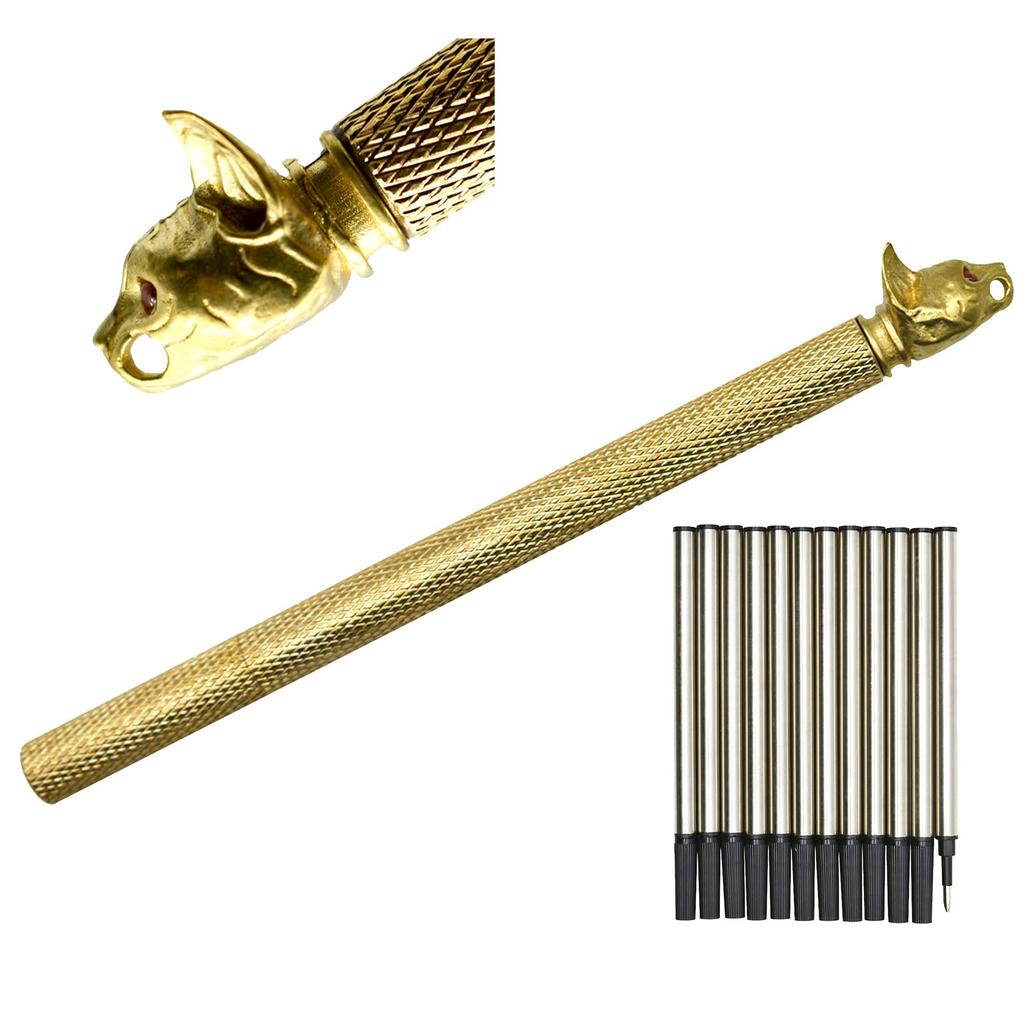 1 Латунная шариковая ручка с золотом Традиционная нейтральная шариковая канцелярия Идеально подходит для свадьбы и дизайна головы черного кота Включает специальный подарочный пакет