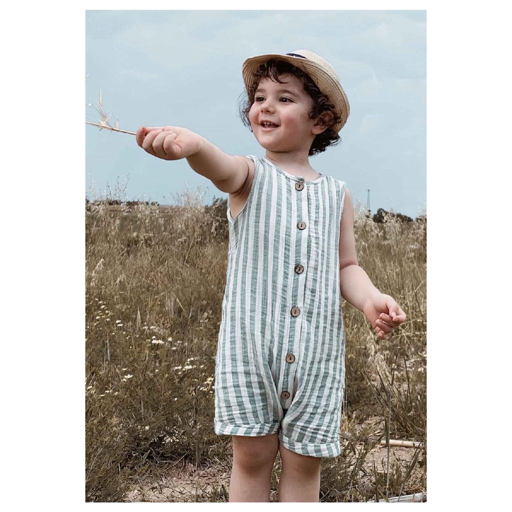 Полосатый муслиновый комбинезон для детей 0–3 лет кофейного цвета