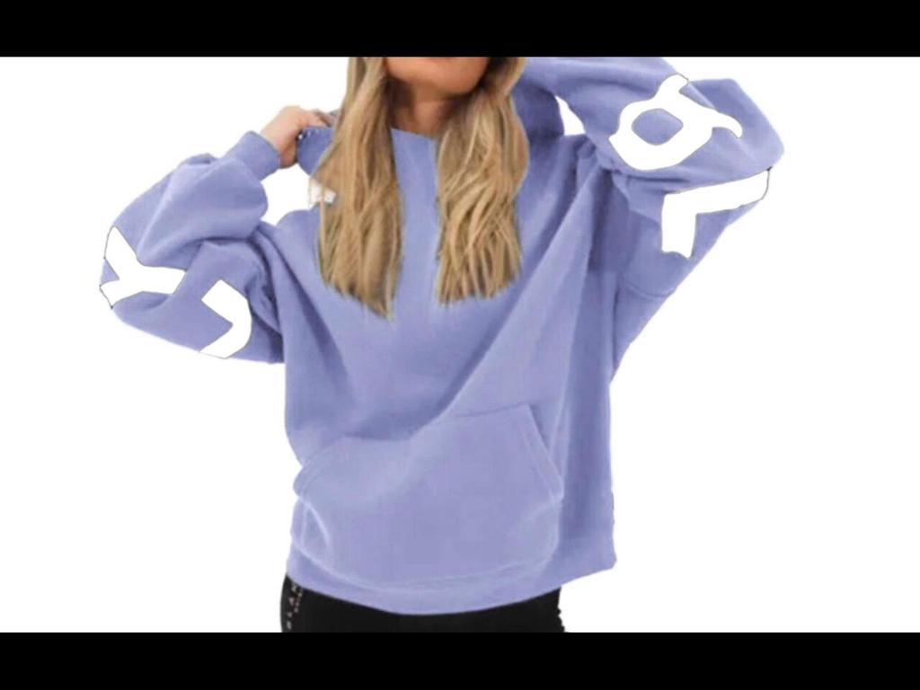 2024 Европейский и американский принт толстый длинный рукав свободный женский свитер с капюшоном