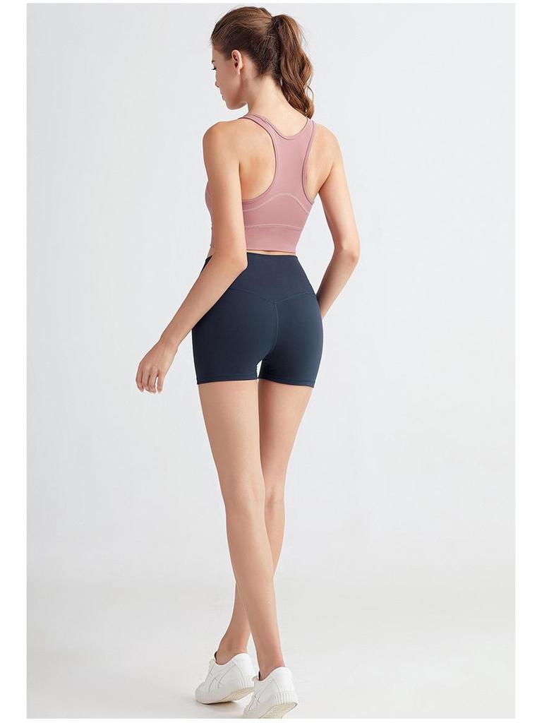 Женский спортивный бюстгальтер телесного цвета в стиле майки: Ударопрочный, красивый дизайн спинки, идеально подходит для йоги и бега.