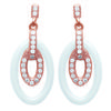 [L4690] - Gold Plated Earrings 'Sissi' White Ceramic Rose Gold - 25x11 Mm