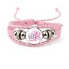 Pink Ribbon Charm Bracelet For Women Braided Leather Rope Bangle Girls Breast Cancer Awareness Hope Jewelry Accessories