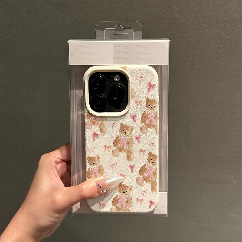 Очаровательный Розовый Бантик Медведь Дизайн ТПУ Чехол для iPhone 17 Pro Max 16 Plus 15 14 13 12 11 XS XR X 16E 17 Air Ударопрочный Мягкий ТПУ Чехол