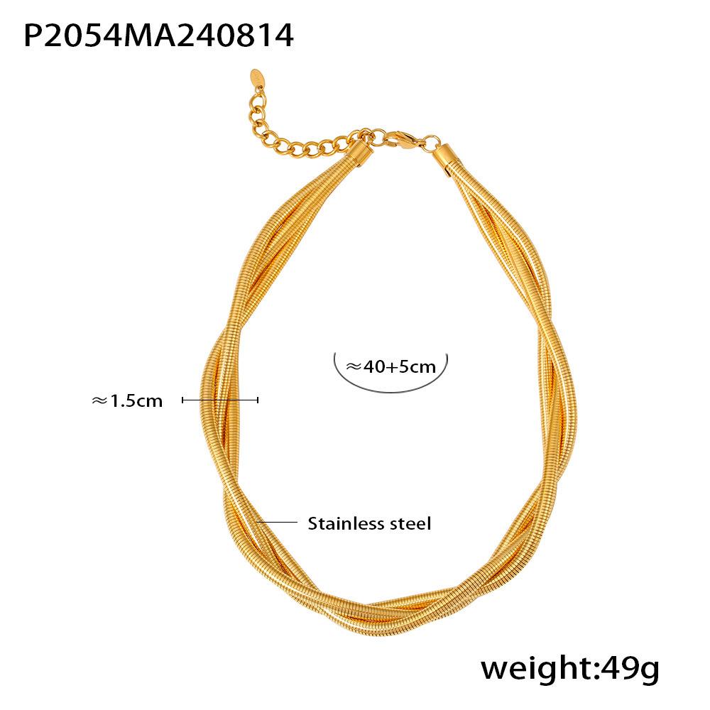 Ожерелье-воротник Wind Heavy Industry Gold с тремя проводами, легкое, роскошное, из нержавеющей стали, покрытое 18-каратным настоящим золотом, в стиле панк
