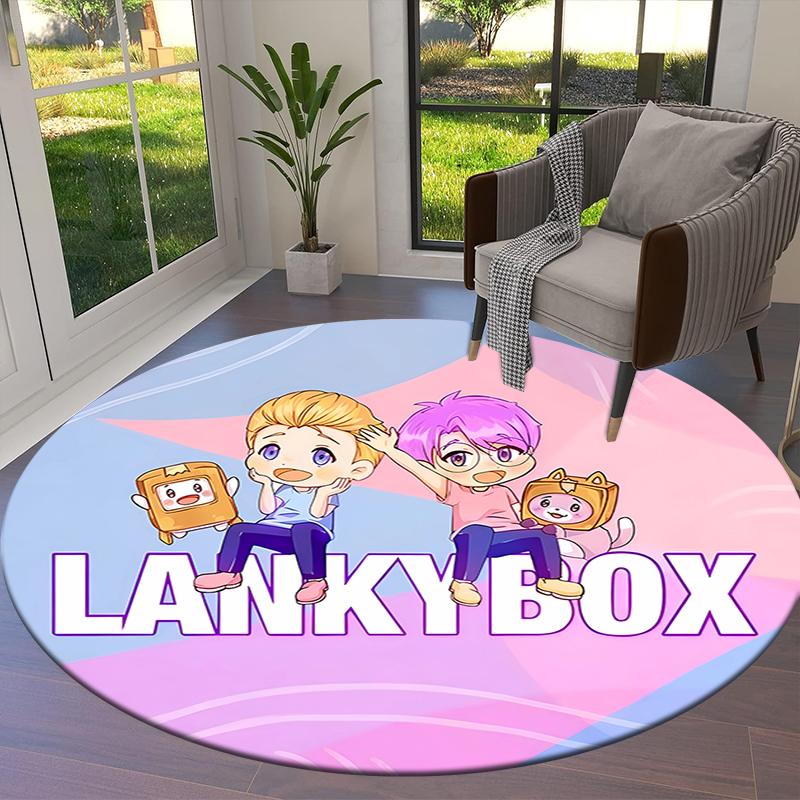 Круглый ковер Lankybox, Ковер для гостиной, спальни, дивана, игровой комнаты, Нескользящий коврик для пола