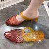 Crystal Sandals for Women In Summer High Heels Thick Soles Women's Cool Slippers with Sloping Heels Outdoor Cool Slippers