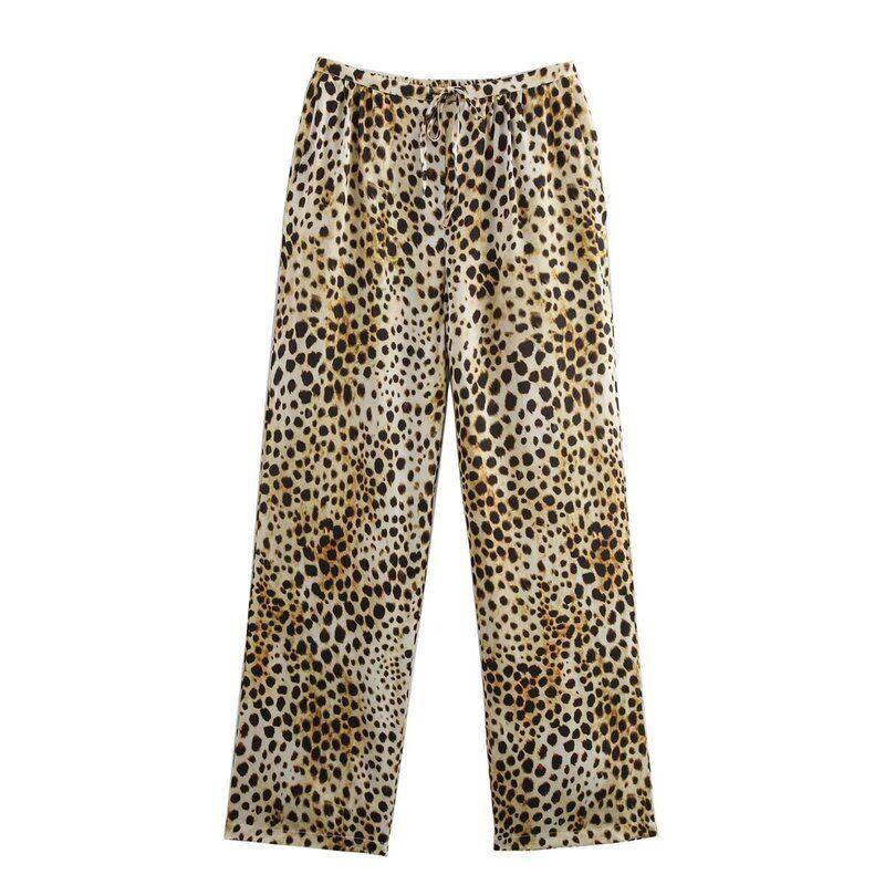 Fashion Style 2024 Autumn New Women's Clothing Easiest for Match Leopard Print Print Sling Tops High Waist Pants 8081013