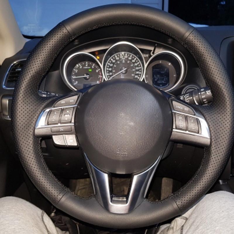 DIY Black Soft Artificial Leather Car Steering Wheel Cover For Mazda CX-5 CX5 Atenza 2014 New Mazda 3 CX-3 2016 Scion IA 2016