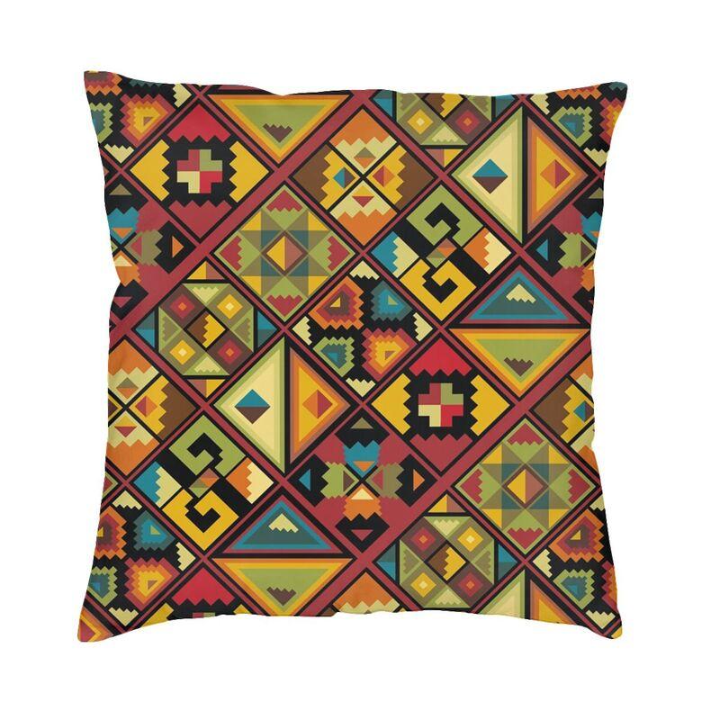 Geometric Ankara Pattern Cushion Cover African Tribal Art Velvet Luxury Pillows Case Decor Home xcm Decorative Pillowcases