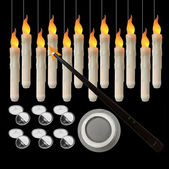 Yousheng 10 шт. плавающие свечи с палочкой дистанционного управления магические подвесные беспламенные свечи светодиодные мерцающие конические свечи для украшения вечеринки на Хэллоуин