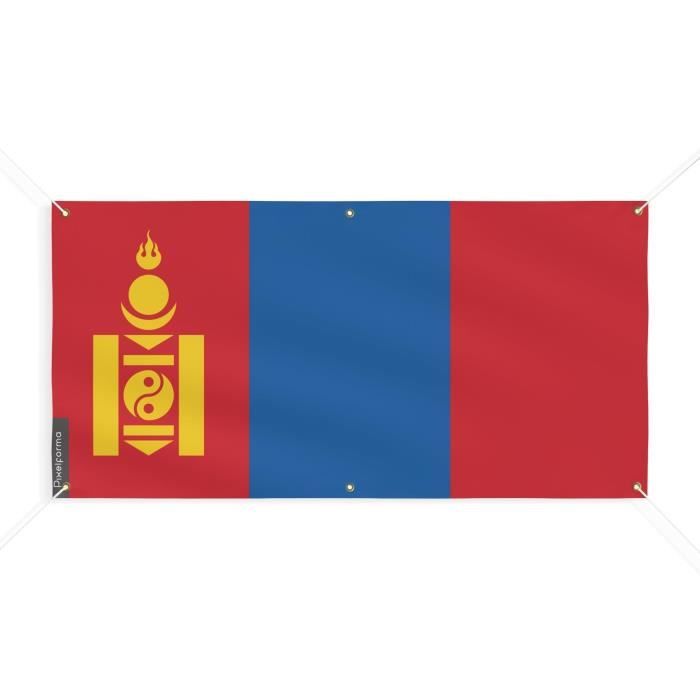 Bannière Drapeau De La Mongolie 6 Oeillets 60x120cm En Polyester