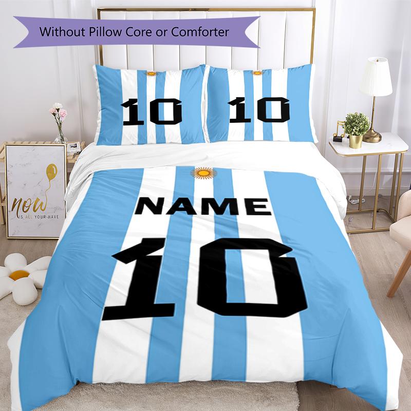 3pcs Custom Name 10 Bedding Set Duvet Cover Closure Includes 1 Duvet Cover & 2 Pillowcases, Soft and Comfortable for All Seasons.