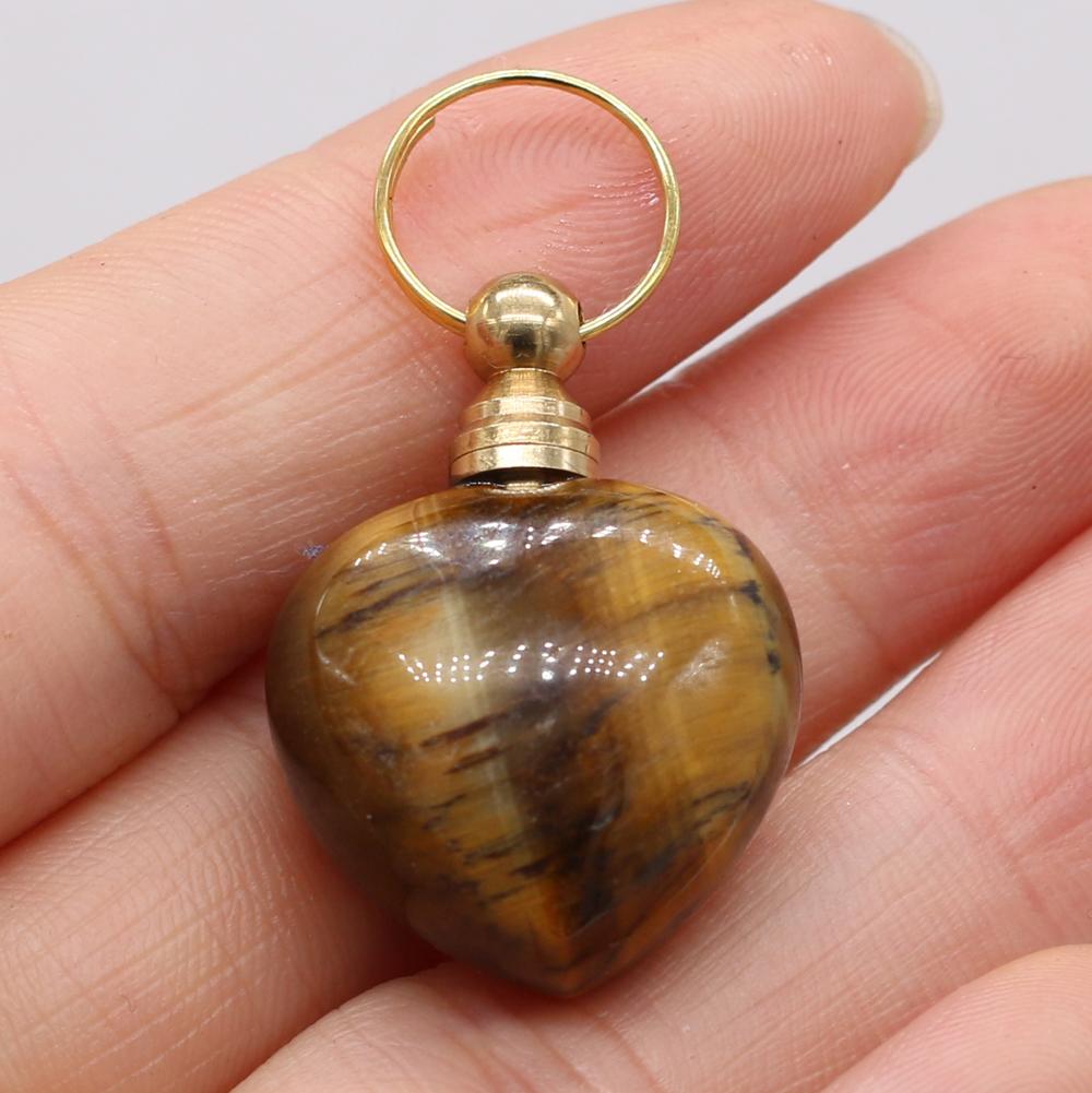 1Pc Small Natural Stone Perfume Bottle Pendants,Tiger Eye Stone Pendant Charms for Jewelry Making DIY Necklace Accessories Craft Gifts