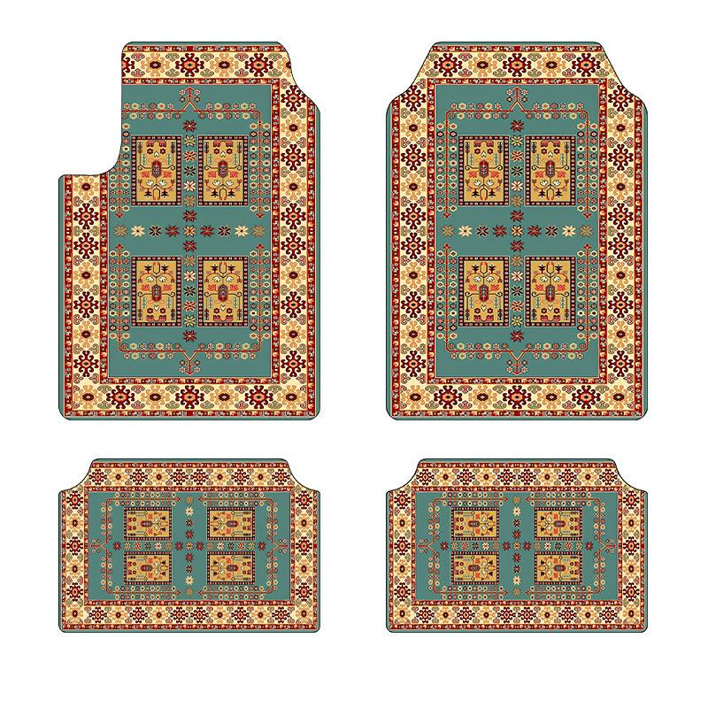 Vintage Persia Kilim Complete Car Foot Mat Machine Made Suede Anti-Skid PVC Bottom Wear Resistant Universal Car Interior Rug