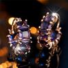 Роскошные женские большие серьги-кольца с фиолетовым цирконом, модные, золотого цвета, свадебные украшения для женщин