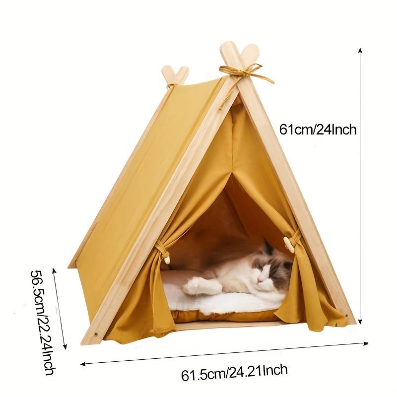 Spoil Your Pet with This Solid Wood Teepee Tent and Removable Canvas Cover.