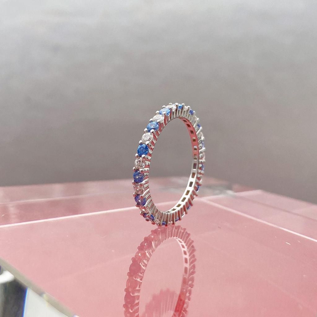 Кольцо из серебра 925 пробы Xiancan: Красочный дизайн, Холодный стиль, Универсальный простой ряд бриллиантов Законодатель моды