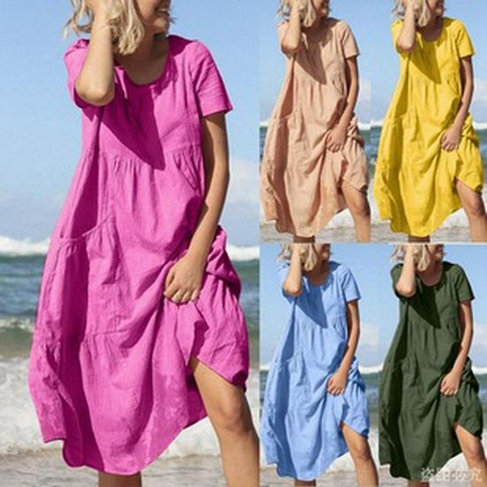 Женский костюм-двойка из хлопка и льна - Однотонный, Мода весна/осень