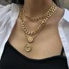 New European and American Jewelry Multi-layer Round Label Pendant Necklace Women's Fashion Trend Necklace