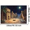 1 Christmas night scene starry sky Shepherd and Livestock stable theme background fabric - Durable polyester, birthday