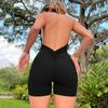 Европейские и американские женщины летний индивидуальный модный сексуальный комбинезон с открытой спиной и плиссировкой с отвисающей шеей