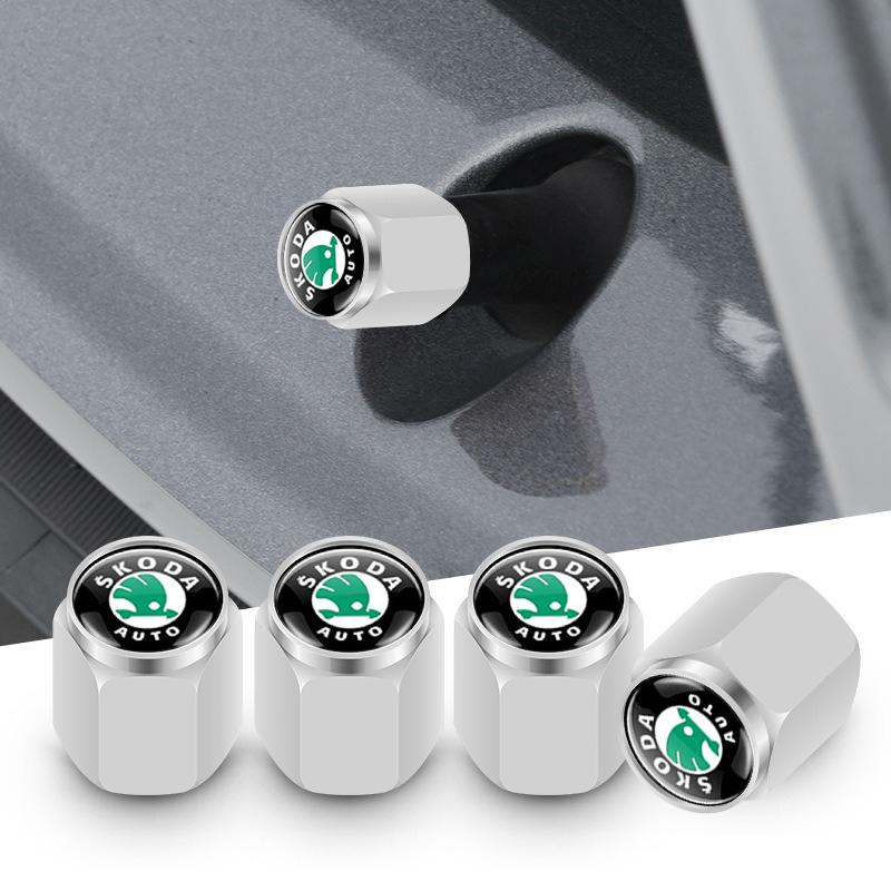 5pcs Metal Car Tire Wheel Theftproof Cap Air Valve Stem Dust Waterproof Cover For Skoda Fabia Superb Rapid Yeti Karoq Vision MK3 VR6
