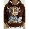 Womens Flannel Hooded Sweatshirt With 3D Dog Print - Cozy Casual Long Sleeve Top Winter