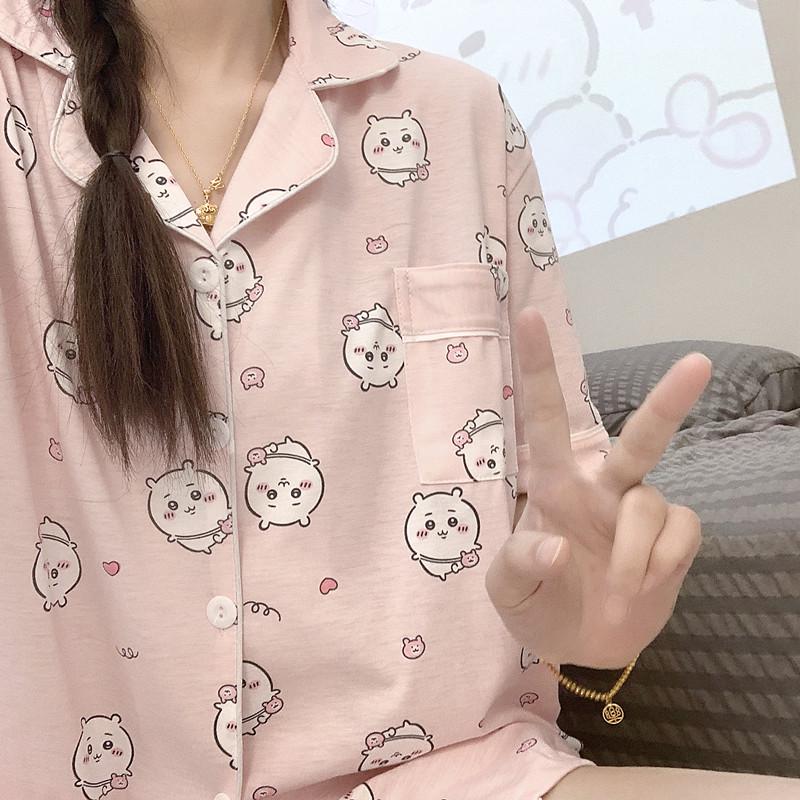 Пижама с коротким рукавом Chiikawa Usagi - Милая летняя домашняя одежда в японском стиле для женщин