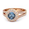 London Blue Topaz Double Halo Accents Ring - 925 Sterling Silver Rose Gold Vermeil