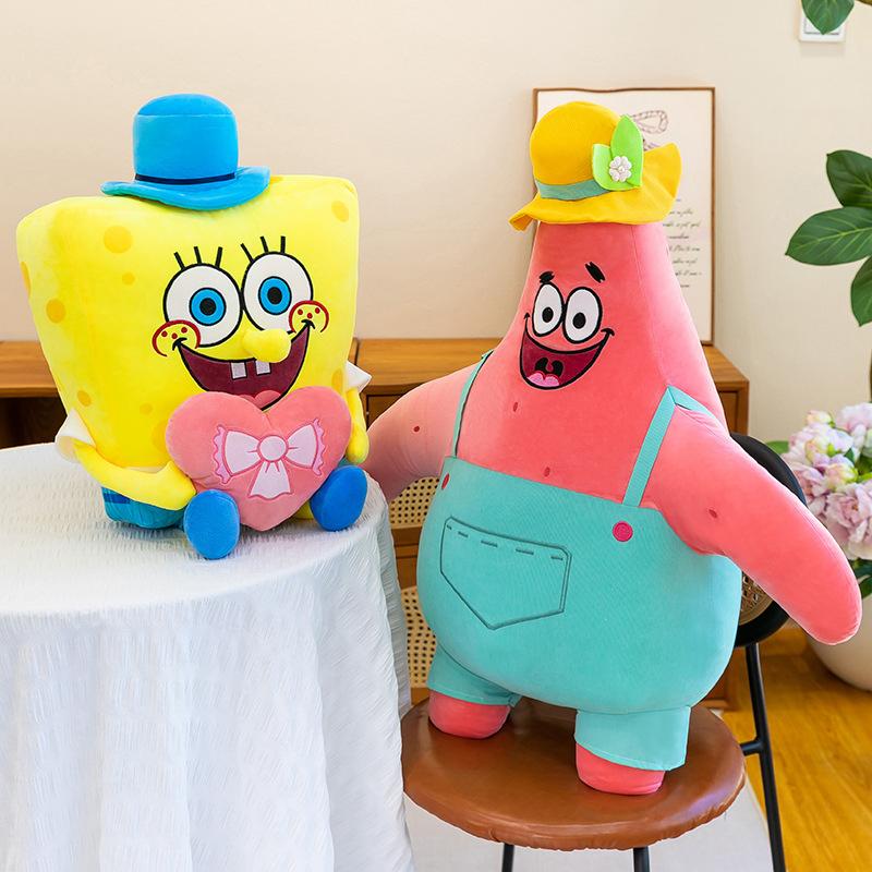 40-80cm Spongebob Squarepants Patrick Star Plush Toys Cute Cartoon Plushie Anime Birthday Pillow Doll Stuffed Gift for Kids Xmas
