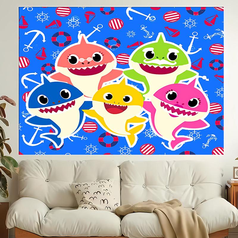 1pc B-Baby Shark Tapestry, Living Room, Bedroom, Office, Party Decor, Ideal Festive Gift