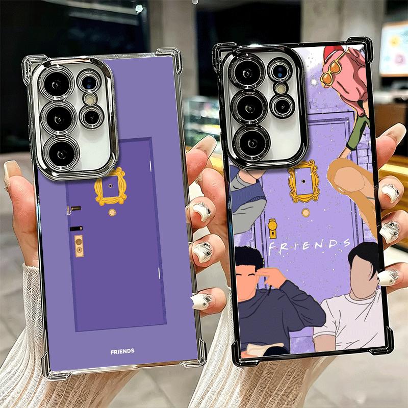Friends Tv Show Theme Plating Phone Case For Samsung Galaxy S24 S25 FE S26 Edge S23 Ultra S22 S21 Plus S20 Anti-Fall Airabag Cov