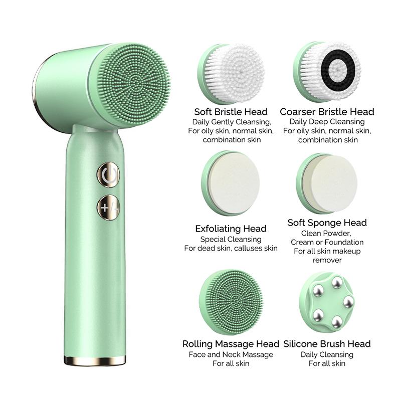 IPX6 Waterproof Electric Cleansing Brush 6 In1 Sonic Rotating Deep Cleansing Brush Remove Acne Pore Skin Rejuvenation Beauty