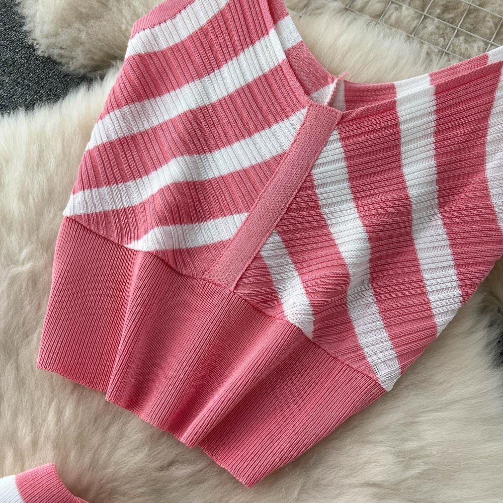 Топ-майка, костюм-двойка, женская летняя юбка средней длины с высокой талией, вязаная