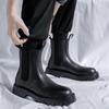 Модные кожаные мужские ботинки с высоким верхом, модные декоративные роскошные дизайнерские туфли для мужчин, деловые ботинки с круглым носком, слипоны, элегантные ботинки, плюшевая теплая обувь